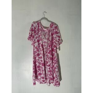 Lauren Conrad 3X NWT Floral Ruffle Dress | Romantic Pink Petal Print